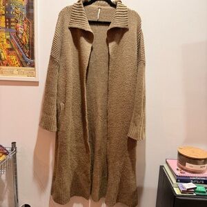 Free People Tan Long Cardigan